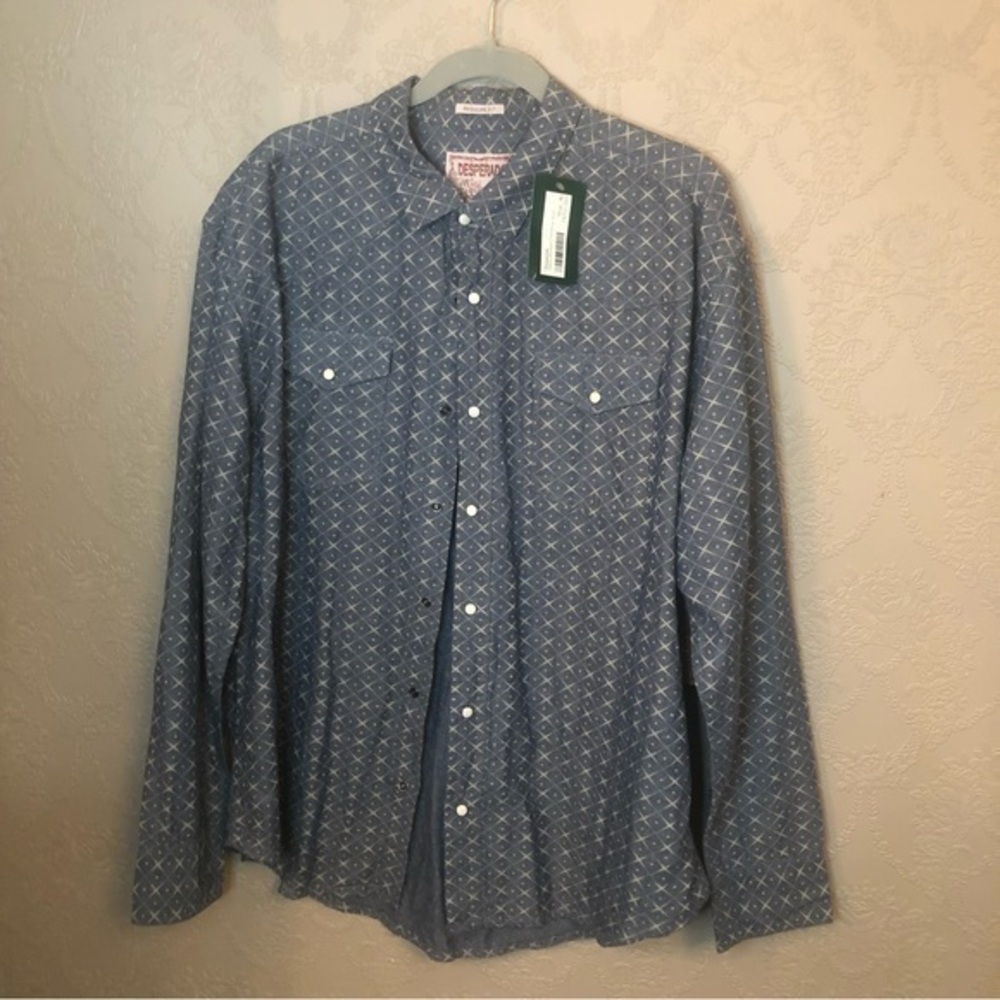 Desperado Button Down Shirt Stitch Fix XL New NWT western blue